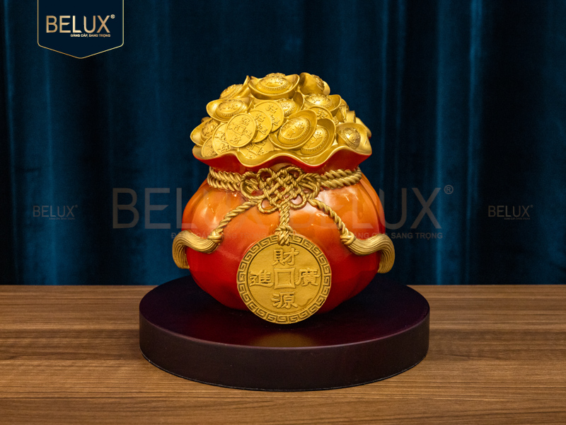 Túi Tiền Vàng bằng đồng decor 22x22x20cm